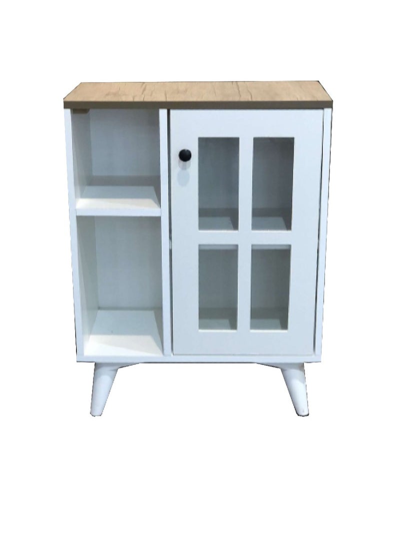 AGD Coffee Corner for Kitchen and Living Room, Kitchen Dining Room Console Cabinet with Convenient Top and Closed Cabinet and 2 Open Storage Shelves 58*30*77cm White  - Image 3