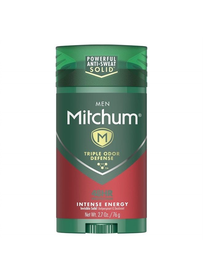 Mitchum Men's Deodorant, Antiperspirant Stick, Triple Odor Defense Invisible Solid, 48 Hr Protection, Dermatologist Tested, Intense Energy, 2.7 Oz (Pack of 1) - Image 1