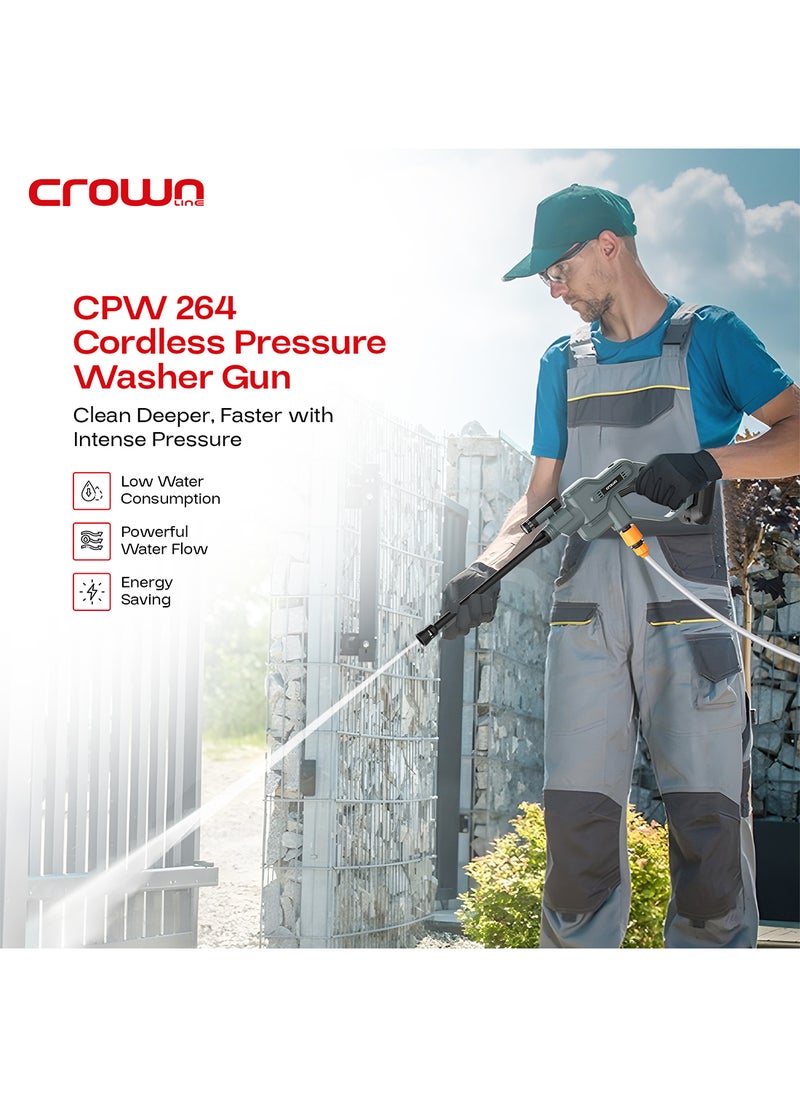 Crownline - 18.5V CPW-264 Cordless Pressure Washer, 200-290 psi/14-20 bar, Battery: DC - Image 1