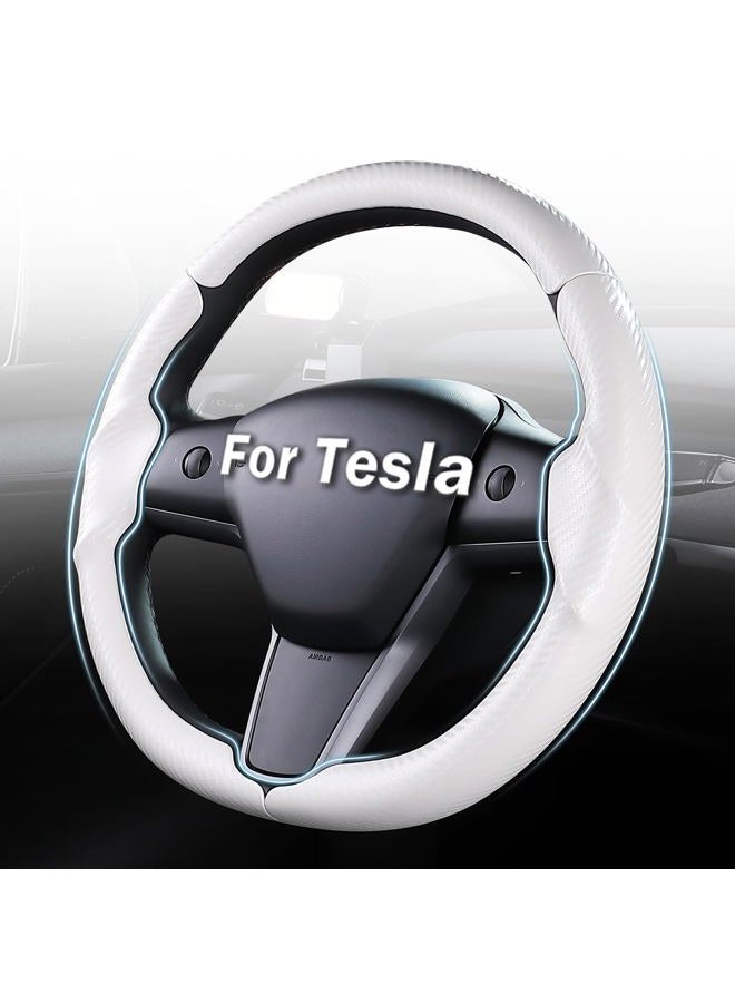 Aimato Steering Wheel Cover for Tesla Model 3 (2017-2023) / Model Y (2020-2024),Anti-Slip,Comfortable Grip, Breathable,Customized for Tesla Model 3/Y Accessories,Matte White - Image 1