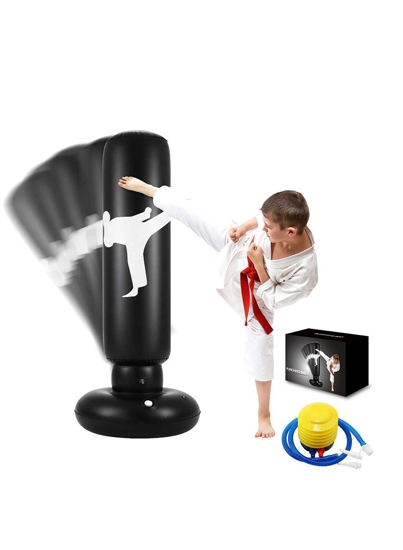 Excefore Punching Bag for Kids, 63 Inch Freestanding Boxing Inflatable Punching Bag for Kids , Bounce Back for Practicing Karate, Taekwondo, MMA, Fitness Freestanding Boxing Bag (Air Pump Included) - Image 1