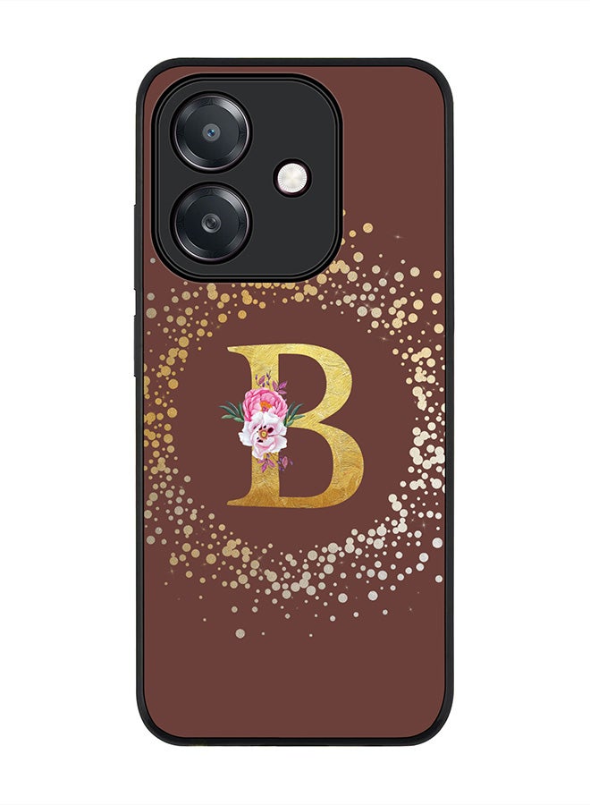 Stylizedd For Oppo A60 5G / A3 5G / A3x 5G Case,Slim fit Camera Protection, Shockproof Thin Phone cover - Custom Monogram Floral - B (Brown ) - Image 1