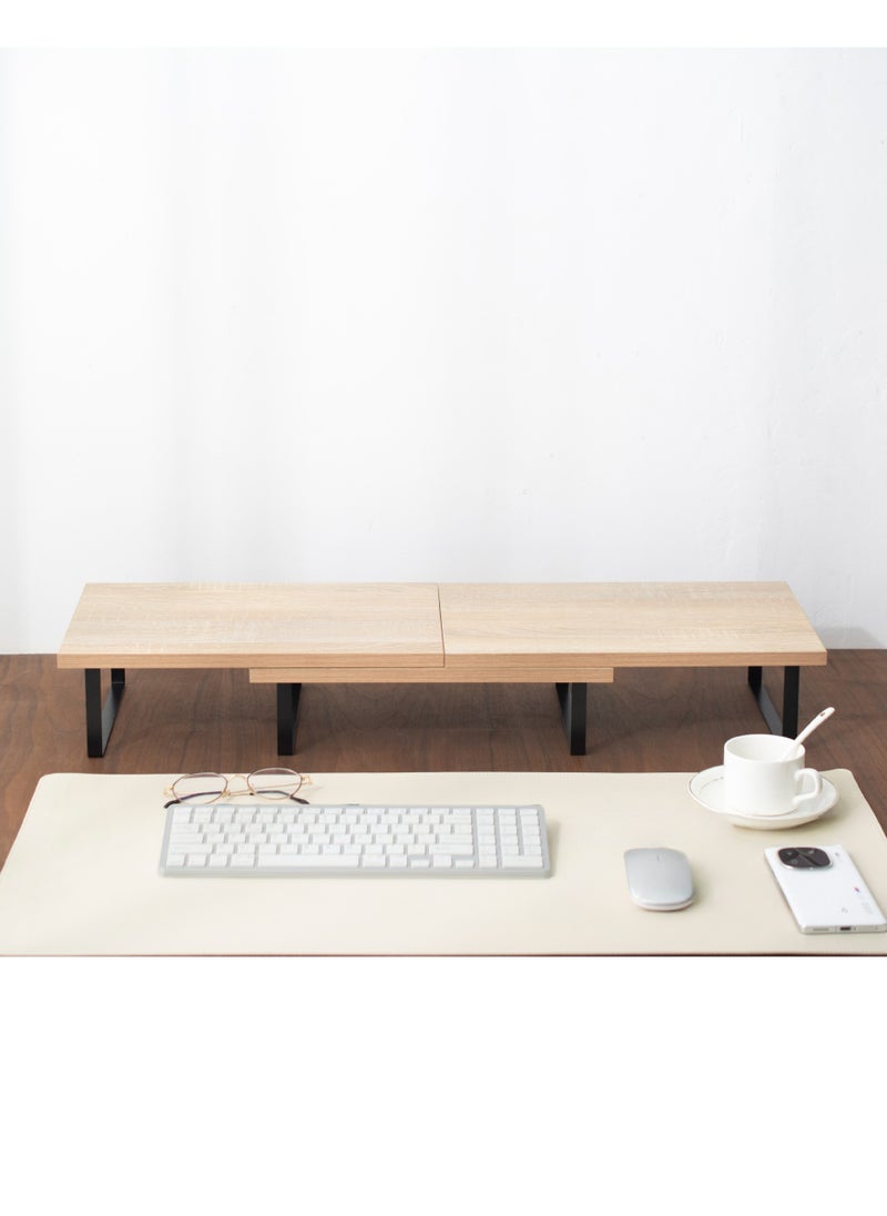 XiuWoo - Wood Metal 3-Parts Separation Dual Computer Monitor Stand, Adjustable Monitor Stand Riser, Computer Stand, Desktop Organizer Stand, Home Display Stand for PC, Computer, Laptop and Printer - Image 1