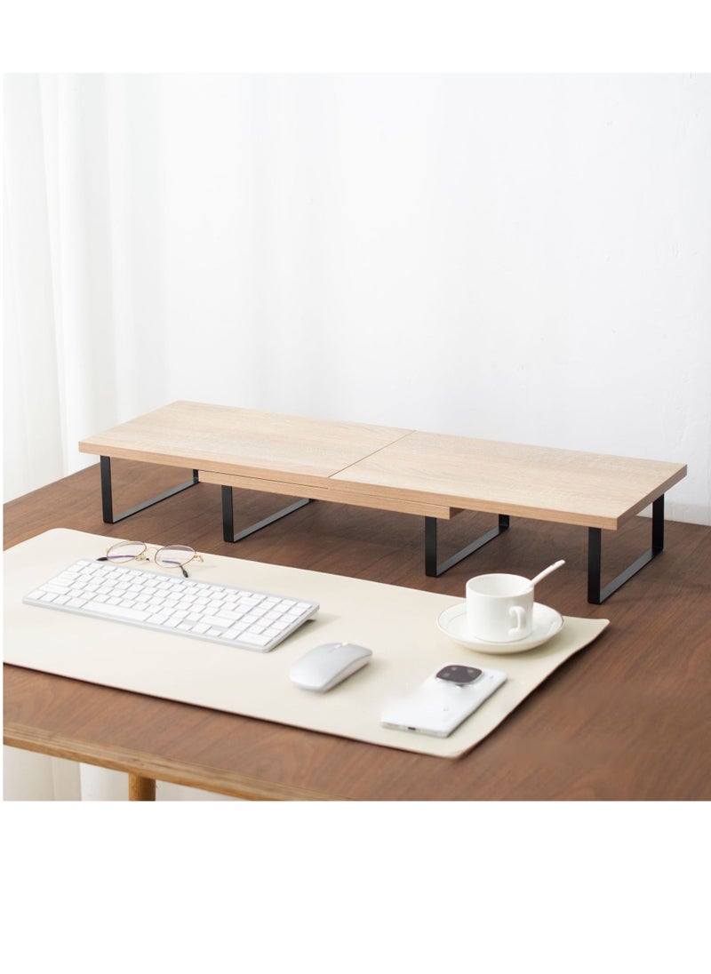 XiuWoo - Wood Metal 3-Parts Separation Dual Computer Monitor Stand, Adjustable Monitor Stand Riser, Computer Stand, Desktop Organizer Stand, Home Display Stand for PC, Computer, Laptop and Printer - Image 1