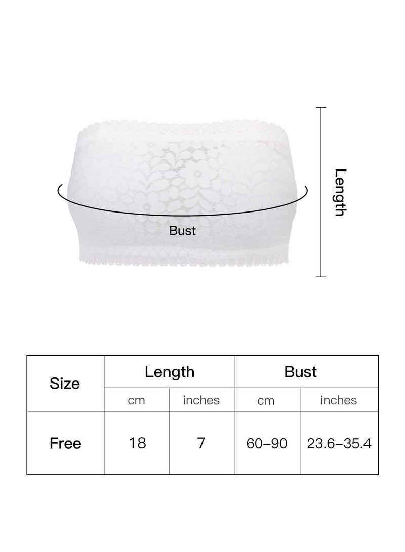 SOLARAE 4-Pack Floral Lace Strapless Bandeau Bra with Removable Pads - Elegant Lace Chest Wrap Bra Tops for Comfort and Style. - Image 5