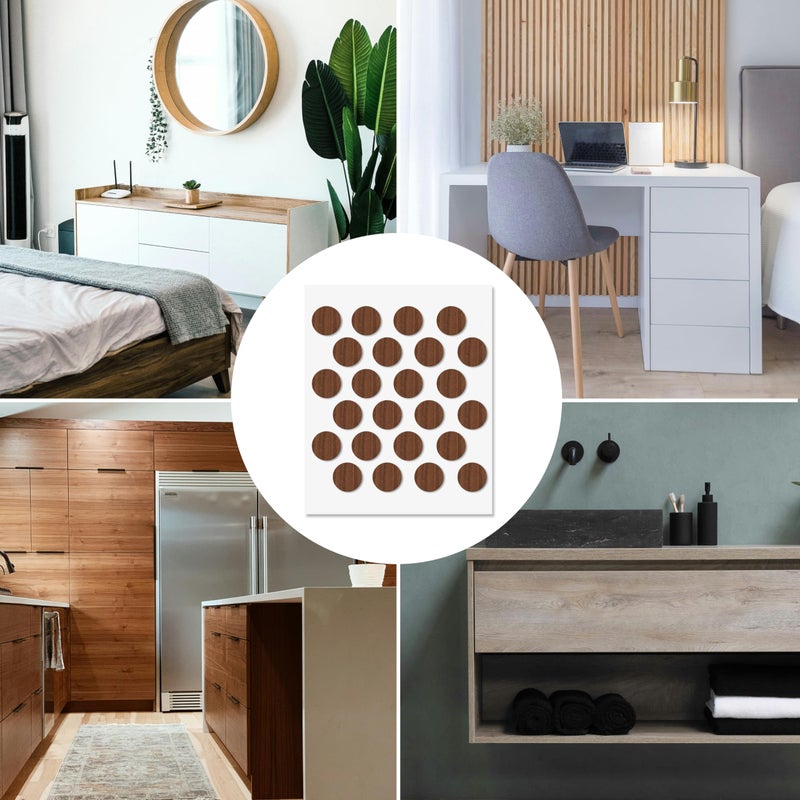UNMAR Walnut Self-Adhesive Screw Hole Stickers - 72 Pcs. 0.79 Inch / 20 Mm Peel Stick Dust Proof Tape, Water Resistance Pvc Caps For Wood Cabinets, Furniture, Drawer, Wardrobe, Kitchen, Table - Image 5