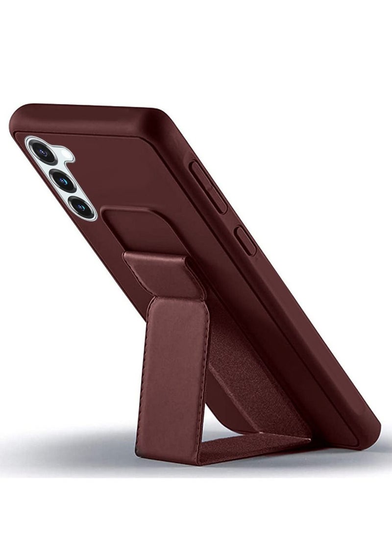 CATANES Samsung Galaxy S23 Grip Case Magnetic Kickstand Cover with Foldable Hand Strap Maroon - Image 2