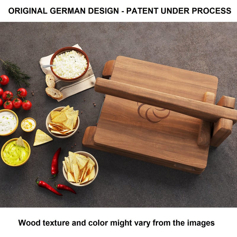 panan Wooden Tortilla Press Mexican Tortillera Presser Made from Natural Food-Grade Acacia Wood - Large Wood Pataconera with 50 Pieces Parchment Paper, Dough Cutter and Recipes eBook (Square 10") - Image 5