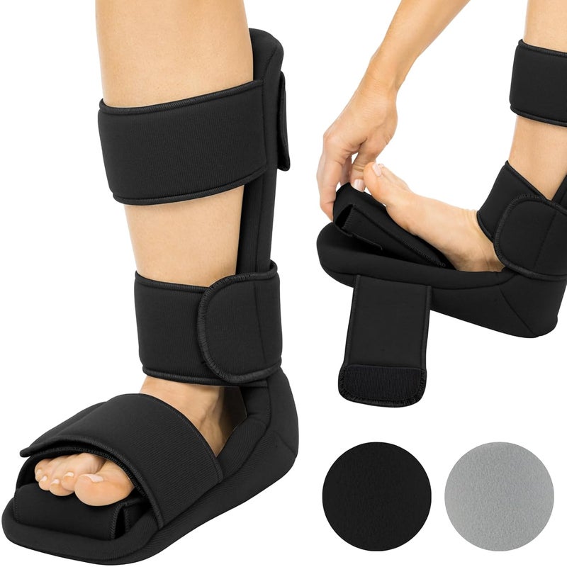 Vive Plantar Fasciitis Night Splint Plus Trigger Point Stretch Wedges  Soft Leg Brace Support Orthopedic Sleeping Immobilizer Stretch Boot Large Mens 8511 Womens 1012 - Image 1