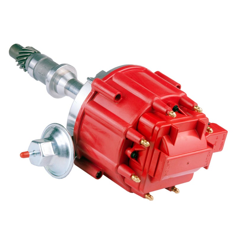 MAS Ignition Distributor wCap Rotor 1040011 65K Coil Small Block Compatible with Pontiac 301ci 326ci 350ci 389ci 400ci 421ci 428ci 455ci V8 HEI One Wire Installation Red Cap