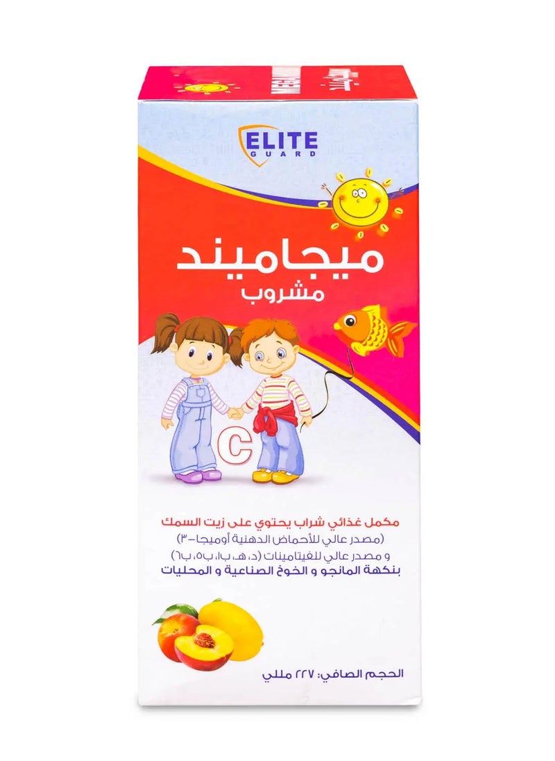 نور القمر - مشروب ميجاميند يحتوي على EPA، DHA، أوميغا-3 ومصدر غني بالفيتامينات بنكهة المانجو والخوخ - 227 مل - Image 1