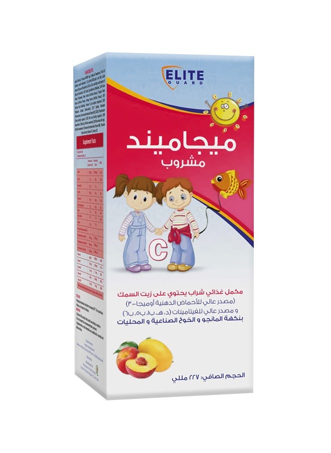 نور القمر - مشروب ميجاميند يحتوي على EPA، DHA، أوميغا-3 ومصدر غني بالفيتامينات بنكهة المانجو والخوخ - 227 مل - Image 1