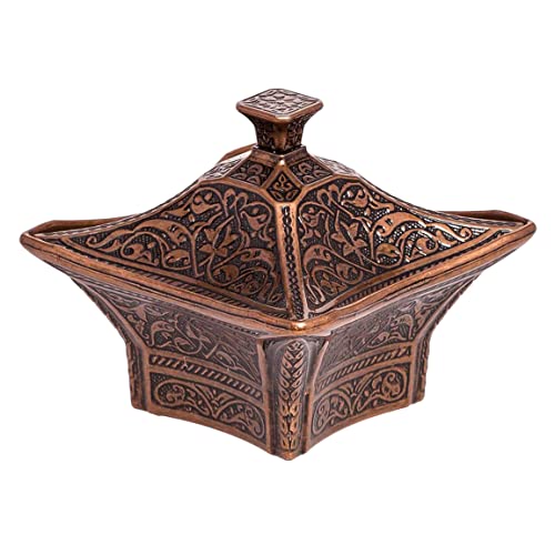 Alisveristime Alisveristime Coated Handmade Brass Sugar Chocolate Candy Bowl Serving Dish with Lid Sugar Container, Sugar Dish with  - Image 2