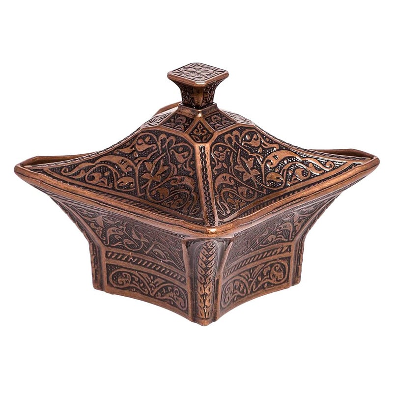 Alisveristime Alisveristime Coated Handmade Brass Sugar Chocolate Candy Bowl Serving Dish with Lid Sugar Container, Sugar Dish with  - Image 1