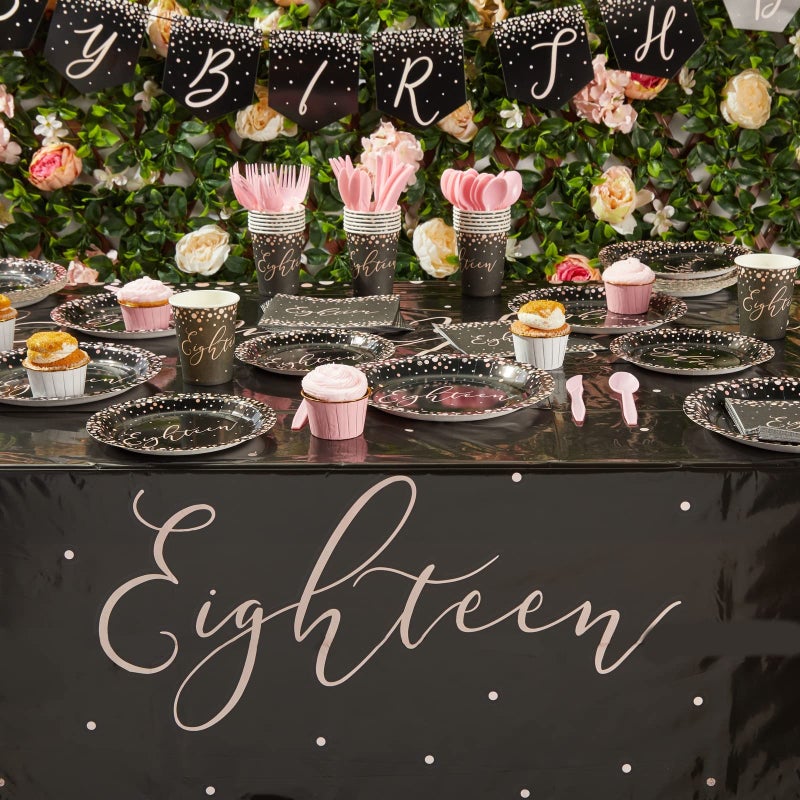 Sparkle and Bash Sparkle and Bash 170 Piece 18th Birthday Party Supplies and Decorations Set for Girls, Includes Plates, Napkins, Tablecloth, Banner, Cups, and Cutlery (24 Guests)  - Image 2