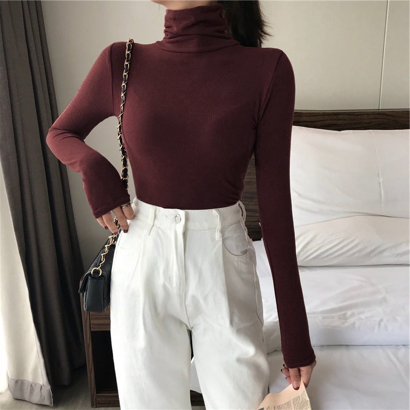 Korean Style Slim Fit Womens Tee Purplish red  - Image 1
