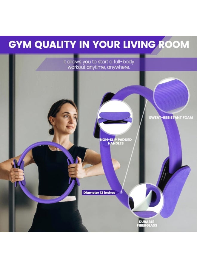 COYO مجموعة أساسيات بيلاتس المنزلية للنساء، مجموعة معدات بيلاتس مع كرة اليوغا، حزام مقاومة، أحزمة بيلاتس وإكسسوارات، مجموعة حلقة وكرة بيلاتس للمبتدئين في التمارين المنزلية - Image 2