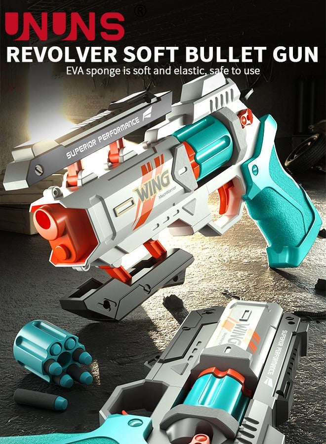 UNUNS Toy Foam Blasters,Soft Bullet Toy Revolver,Nerf Gun Fun,Lever Action Nerf Gun,Morph Burst Mech Revolver,Pistol Gun Shooting Game For Kids' Education,Memorable Gifts For Boys Girls Teens Adults,Green - Image 2