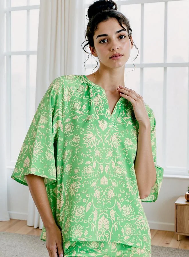 سبلاش فيڤ Floral Print Satin Top and Pyjama Set