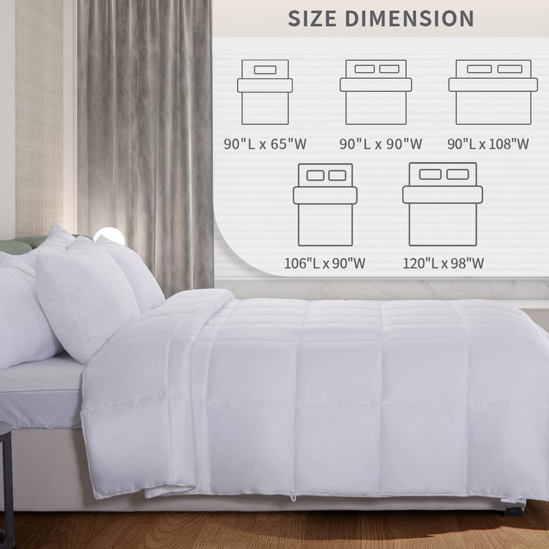 NEXHOME PRO Viscose from Bamboo Cooling Comforter, White Queen Lightweight Down Alternative Cool Natural Organic Duvet Insert, Summer Bedding Blenket Cool for Hot Sleepers,8 Corner Tabs(90"x 90") - Image 4