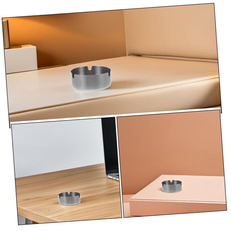 Stainless Steel Windproof Ashtray 8Cm Round Indoor Outdoor Use 2Pcs - Image 4