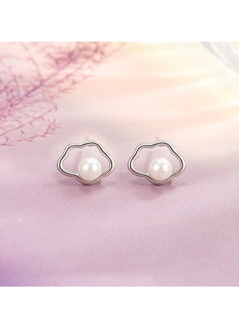 xozgdovg Cloud pearl earrings female light luxury fashion temperament earrings  - Image 1