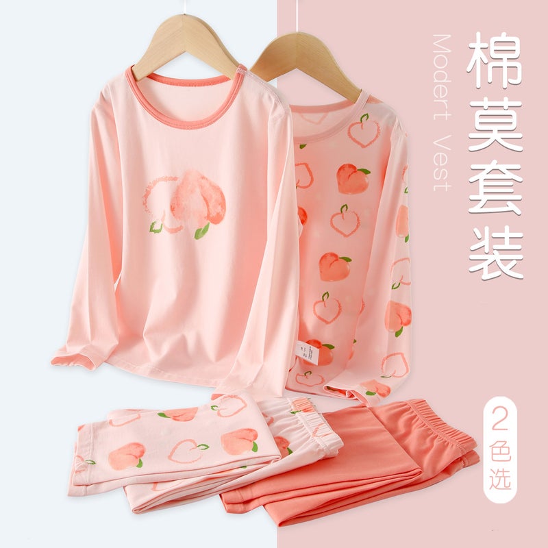 Children'S Autumn Clothing Set, Mo Cotton Class A Girls' Thermal Underwear, Long-Sleeve Loungewear, Boys' Pajamas - Image 4