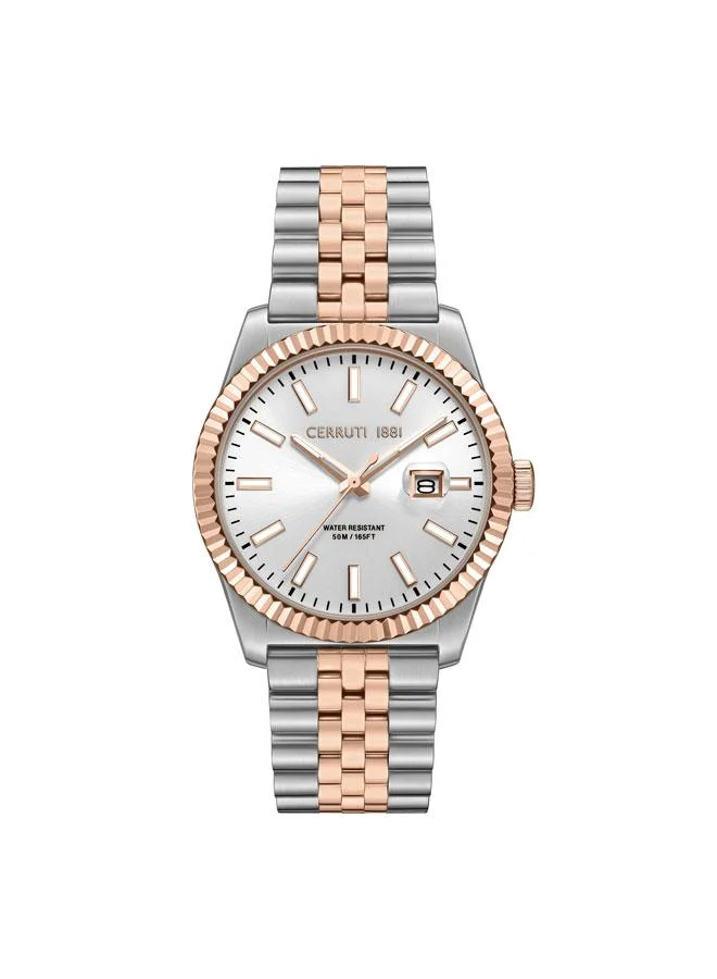 Chienti 41mm Silver White Dial Stainless Steel Bracelet Analog Watch For Men