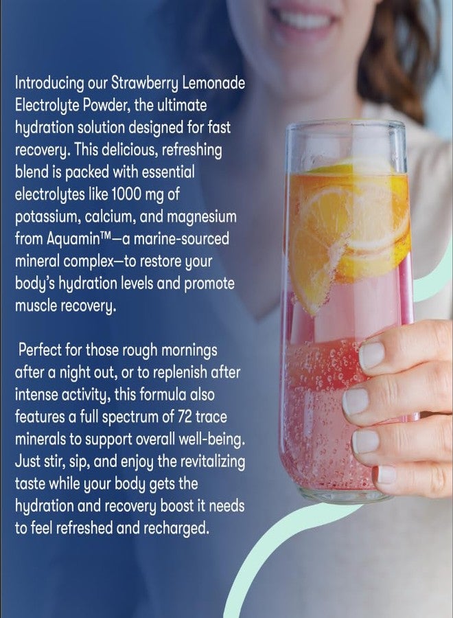 Flyby Electrolytes Powder [ No Added Sugar: Naturally Sweetened ] Contains Potassium, Aquamin™ Calcium & Magnesium, Sea Salt Sodium, Full Spectrum 72 Trace Minerals - Strawberry Lemonade - Image 3