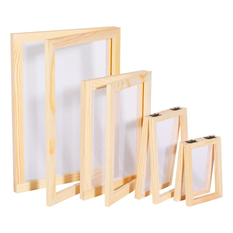 Worown 4 Sizes 2 in 1 Wooden Paper Making Screen Mould and Deckle Wooden Paper Making Frame for DIY Crafts A4 A5 A6 A7 - Image 2