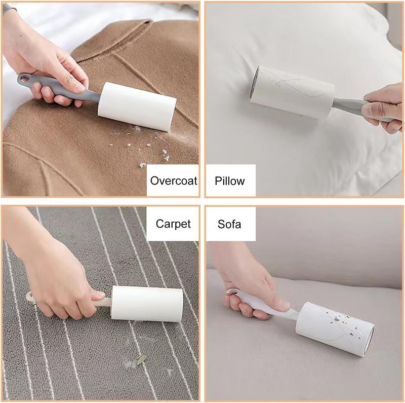 SKY-TOUCH Lint Roller Remover Hair Kit,Cat Hair Removal Tool,Extra Sticky Reusable Lint Remover,Fluff Brush for Clothing,Carpets,Bed,Car, 12 Rolls - 1080 Sheets,4 Upgraded Handles,White,5*5*21.5cm - Image 4