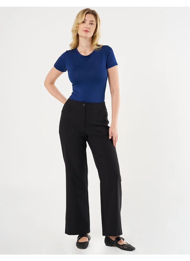 Kayra Belted High-Waist Pants Black