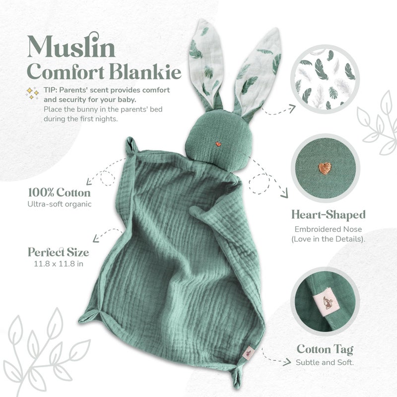 Mikito Organic Cotton Newborn Gift Box  Unisex Baby Gifts Including Muslin Lovey Comforter  Bandana Bib  Wooden Teether & Birth Announcement Sign - Image 4
