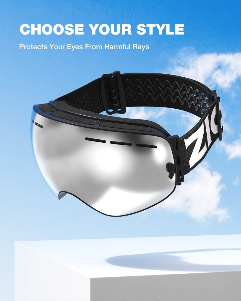 ZIONOR X Ski Snowboard Snow Goggles Replacement Lenses (VLT 8.4% Polarized Silver Lens) - Image 5