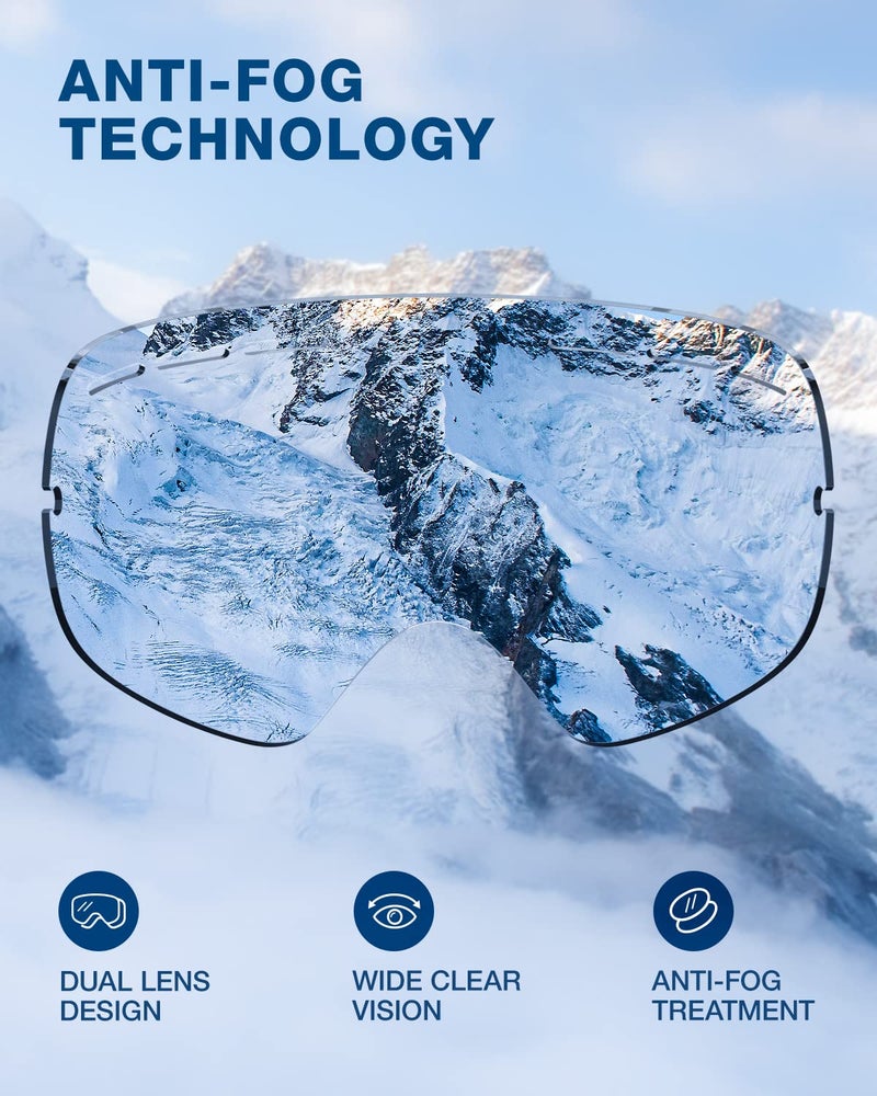 ZIONOR X Ski Snowboard Snow Goggles Replacement Lenses (VLT 8.4% Polarized Silver Lens) - Image 4