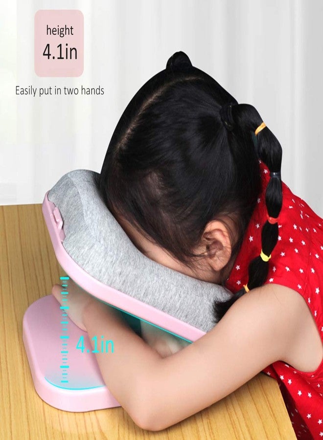 Kelendle Desk Nap Sleeping Face Pillow Foldable Portable Memory Foam Travel Pillow for 6-16 Years Old Kids Student for Ergonomic Head Support for Office School Library Airplanes (Pink) - Image 2