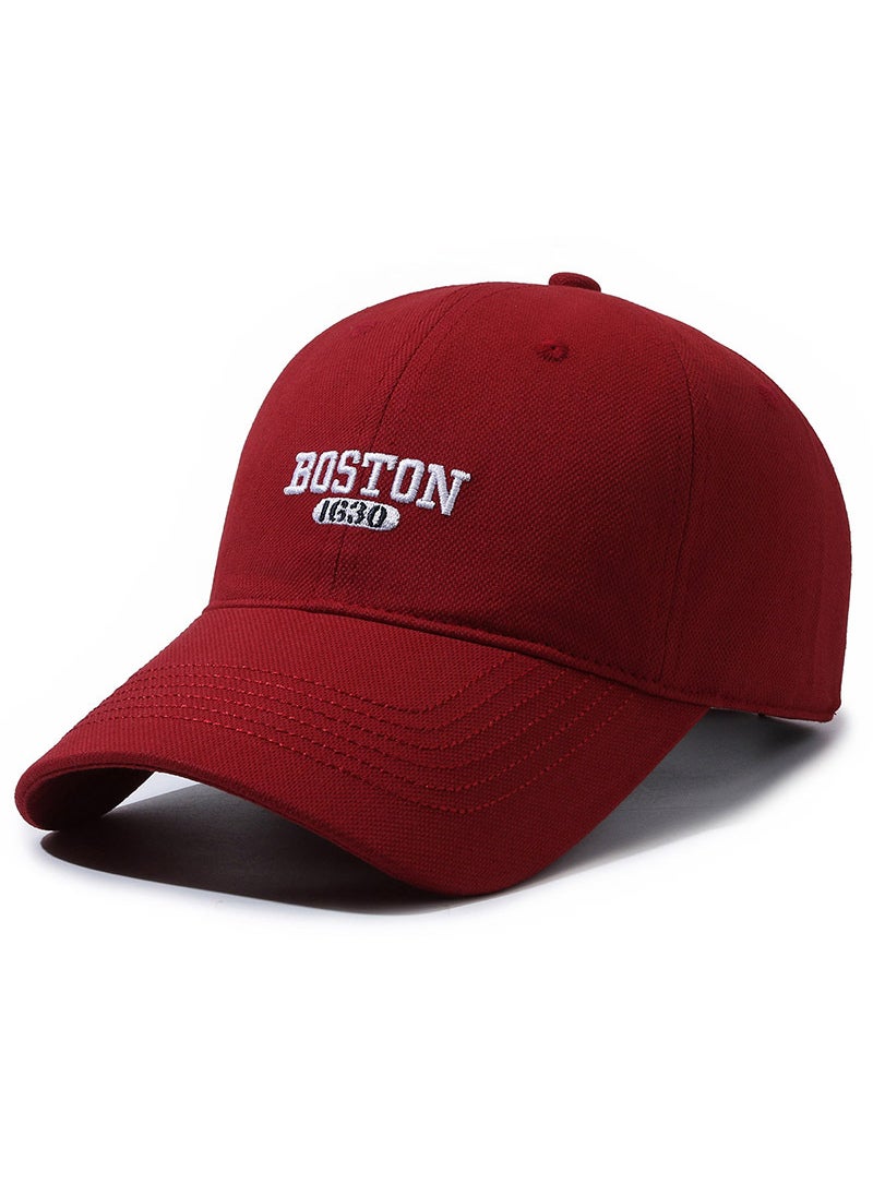 Generic 2024 Stylish Boston Embroidered Baseball Cap Wine red 
