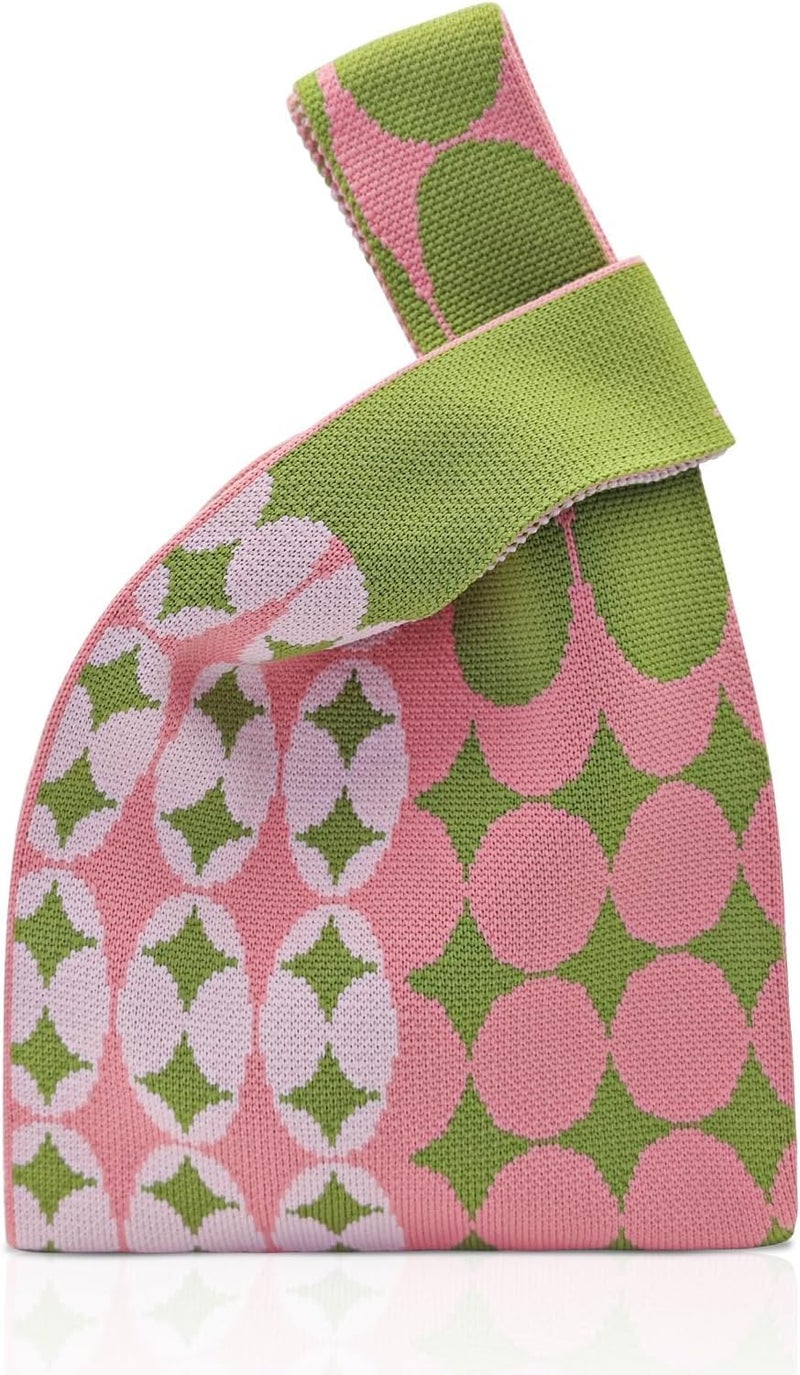 Kawn ® Crochet Wrist Handbag for Women Wristlet Handbag Sleeve Knot Pouch Portable knitted breathable lightweight foldable Casual Small Purse Cute Tote Bag For Shopping, Dating, Travel - Image 1