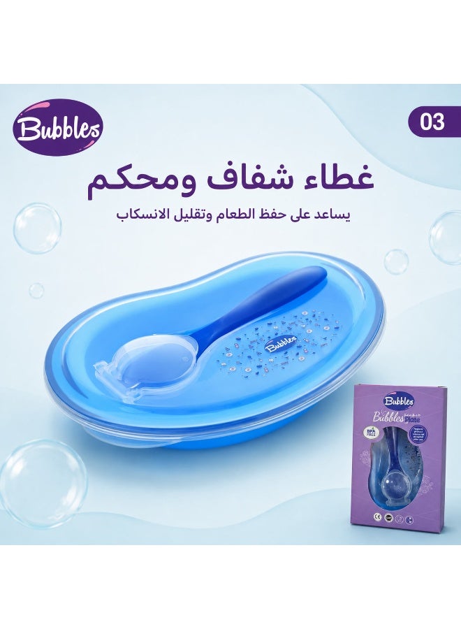 Bubbles Plate with Cover and Spoon - blue - 1 Plate - Image 3