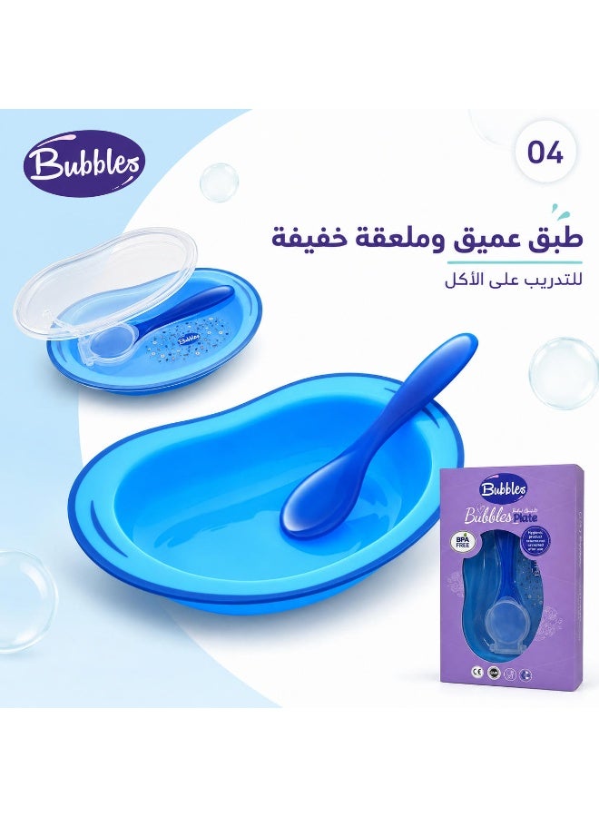 Bubbles Plate with Cover and Spoon - blue - 1 Plate - Image 4