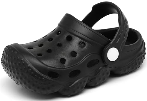 INMINPIN Kids Girls Boys Clogs Garden Shoes Toddler Slides Sandals Children Water Shower Beach Pool Slippers Indoor Outdoor,Little Kid 13,Black - Image 1