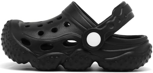 INMINPIN Kids Girls Boys Clogs Garden Shoes Toddler Slides Sandals Children Water Shower Beach Pool Slippers Indoor Outdoor,Little Kid 13,Black - Image 3
