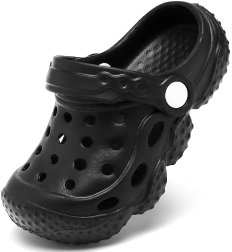 INMINPIN Kids Girls Boys Clogs Garden Shoes Toddler Slides Sandals Children Water Shower Beach Pool Slippers Indoor Outdoor,Little Kid 13,Black - Image 2