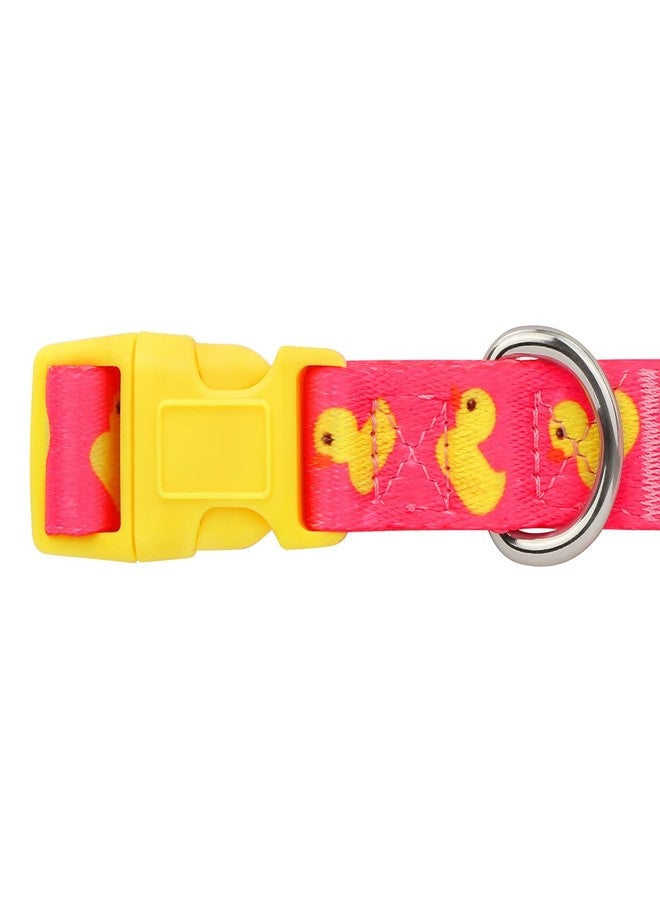 HDE Nylon Dog Collar Adjustable Soft Puppy Collars for Small Medium Large Dogs Ducks Pink - L - Image 5