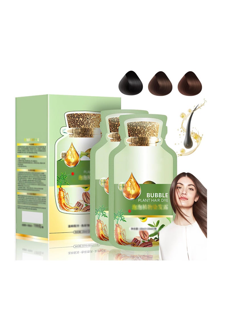 SYOSI Natural Plant Hair Dye, 20ml 10Packs/Box Botanical Bubble Plant Hair Dye, Hair Dye for Hair Coverage, Natural Plant Hair Dye Shampoo, Fruitcolor Hair Dyeing Cream, for Women Men (Chestnut Brown) - Image 1