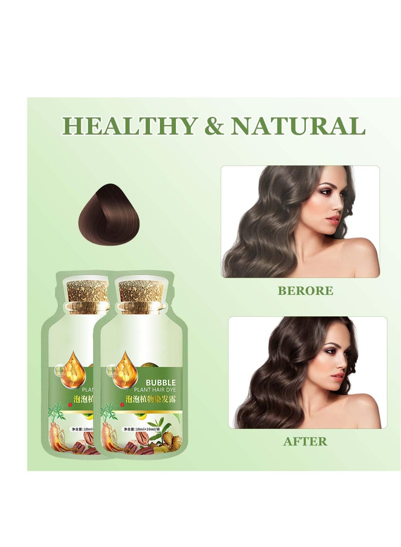 SYOSI Natural Plant Hair Dye, 20ml 10Packs/Box Botanical Bubble Plant Hair Dye, Hair Dye for Hair Coverage, Natural Plant Hair Dye Shampoo, Fruitcolor Hair Dyeing Cream, for Women Men (Chestnut Brown) - Image 4