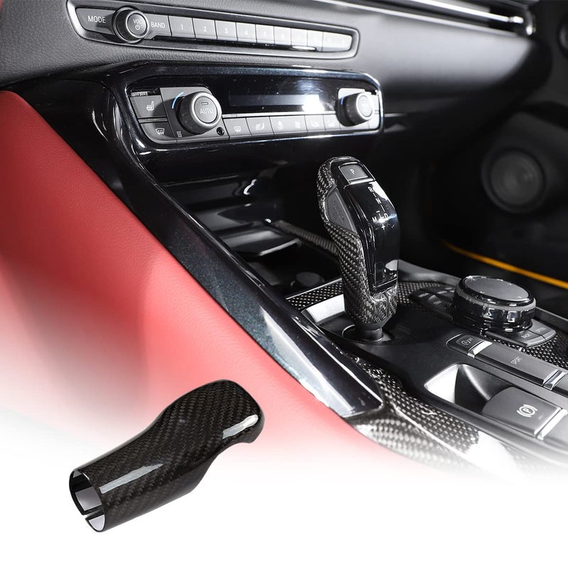 Daeiclru Real Carbon Fiber Gear Shifter Head Cover Fit for Toyota Supra GR A90 A91 MK5 20192022 Gear Shift Knob Cover Interior Gear Shifter Head Trim Accessories Style A Black