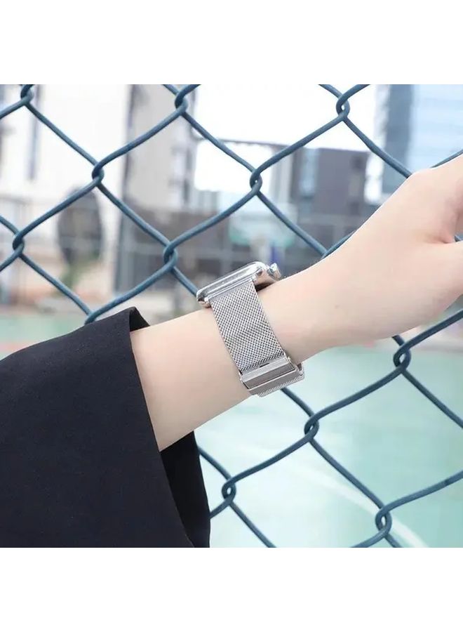 Milanese Loop Strap For Watch 42mm 44mm 45mm 46mm 49mm Adjustable Stainless Steel Bracelet Black - Image 5