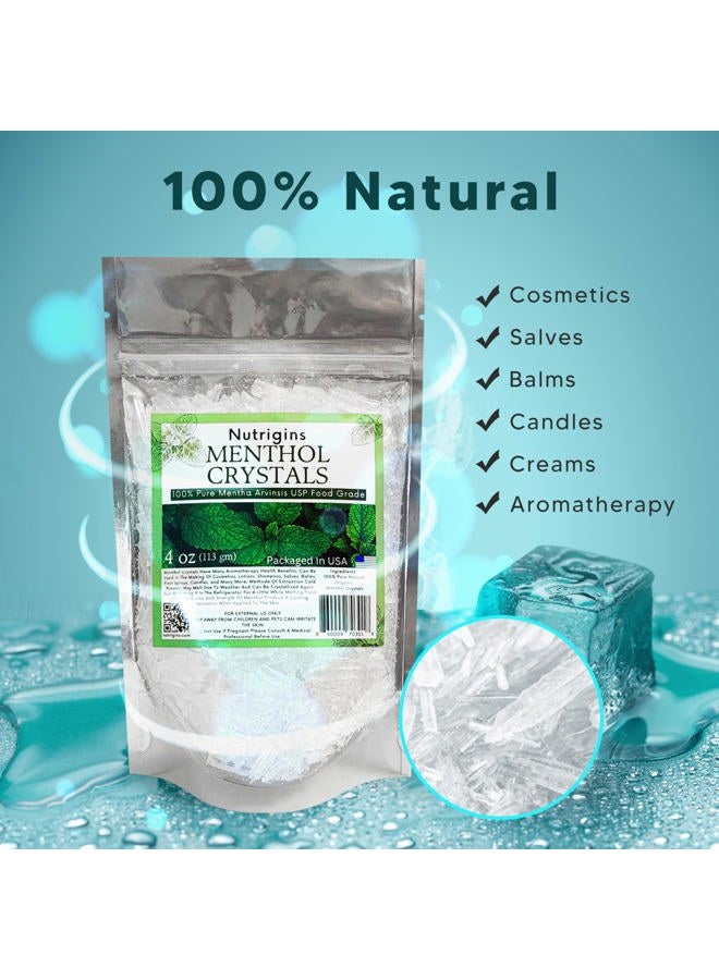 Nutrigins Menthol Crystal 4 Oz - Pure Organic 100% Natural - Menthol Crystals from Mint Crystal Mints Mentha Arvensis - Comes in Resealable Standup Bag for Long-Lasting Freshness - Image 2