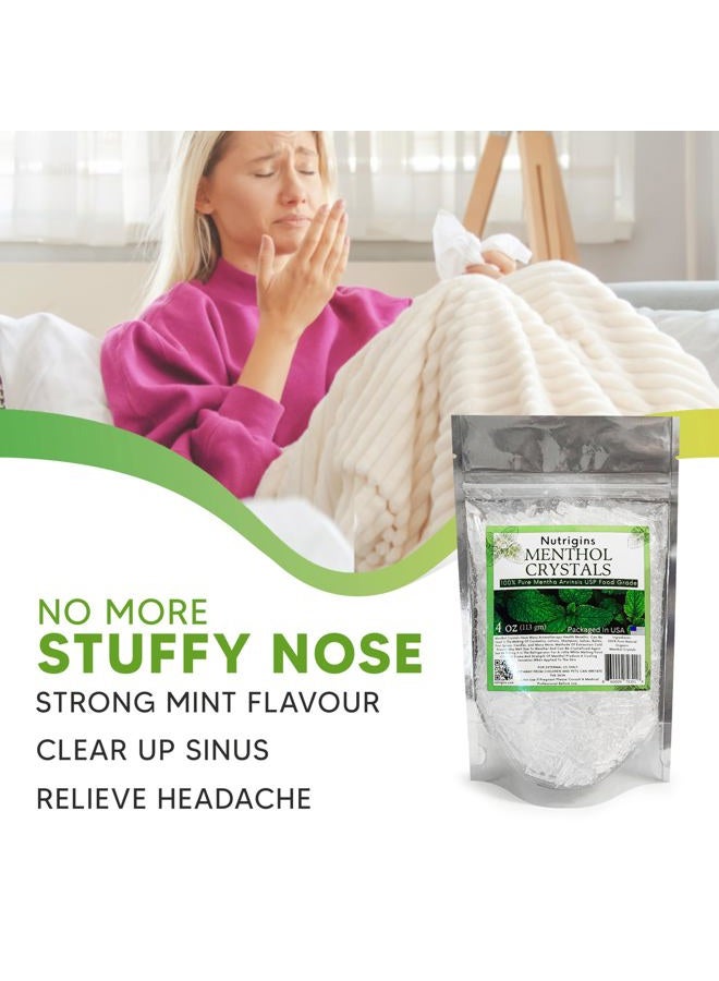 Nutrigins Menthol Crystal 4 Oz - Pure Organic 100% Natural - Menthol Crystals from Mint Crystal Mints Mentha Arvensis - Comes in Resealable Standup Bag for Long-Lasting Freshness - Image 5
